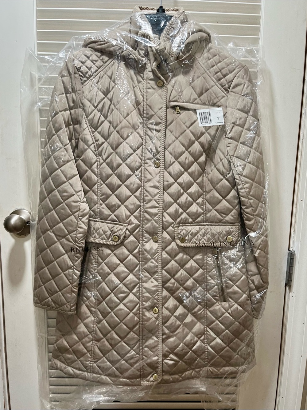 NWT Polo Ralph Lauren Womens Jacket Coat Beige S Quilted Faux Fur Lined - Picture 1 of 16